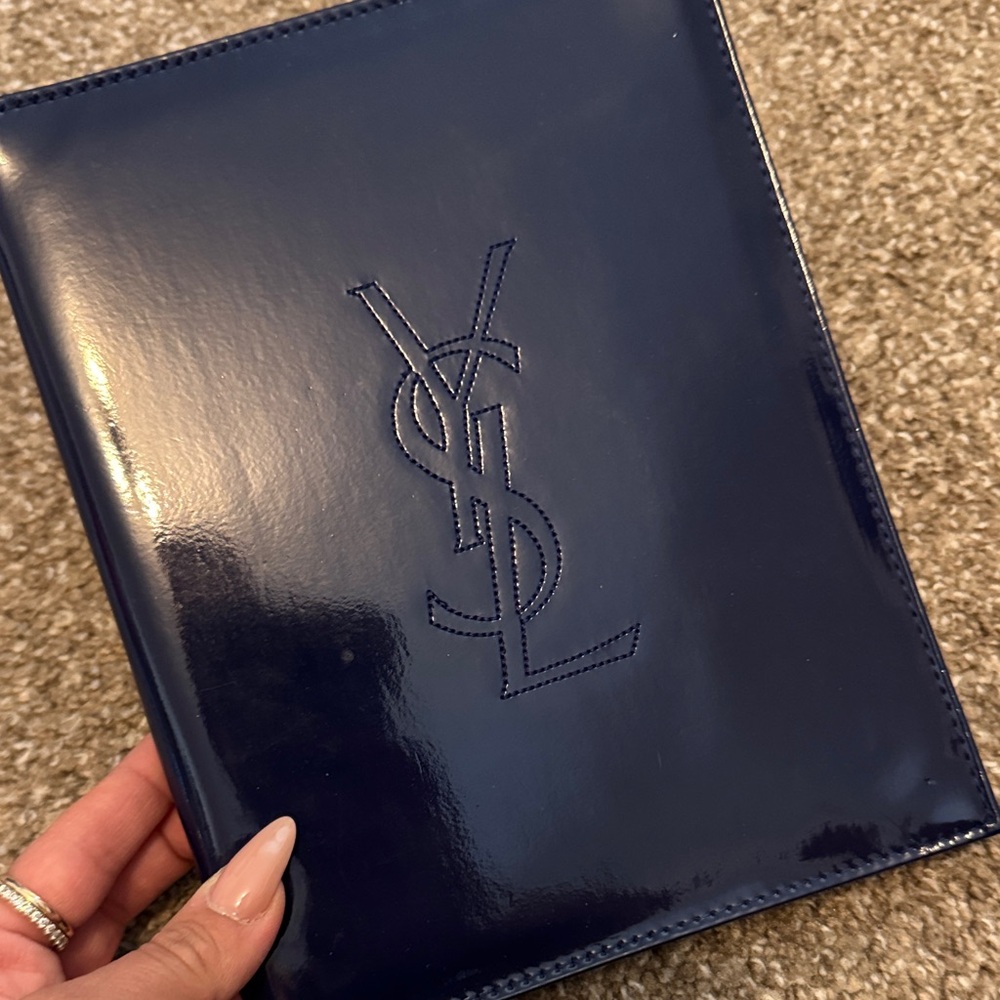 Yves Saint Laurent Dark Blue Leather Notebook Holder